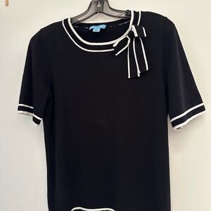 Cece Black and White bow detail Women's Top